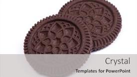  Presentation with cookies chocolate filling - Presentation theme consisting of heap-of-double-chocolate-cookies background and a light gray colored foreground