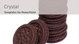  Presentation with cookies chocolate filling - Colorful PPT layouts enhanced with heap-of-double-chocolate-cookies backdrop and a light gray colored foreground