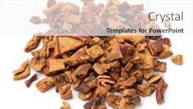  Presentation with bowl - Presentation having heap-of-dried-apple-pieces background and a white colored foreground