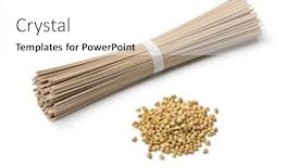  Presentation with seeds - Theme with heap of dried buckwheat seeds and buckwheat noodles isolated on white background background and a white colored foreground