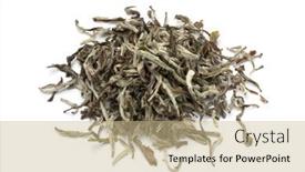  Presentation with tea leaves - Slide set having heap-of-dried-nepalese-white background and a soft green colored foreground