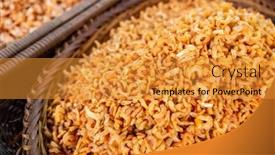  Presentation with shrimp fish - Presentation theme consisting of heap of dried shrimp fish at the traditional market at taiwan background and a gold colored foreground