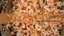  Presentation with shrimp fish - Beautiful presentation theme featuring heap of dried shrimp fish at the traditional market at taiwan backdrop and a gold colored foreground