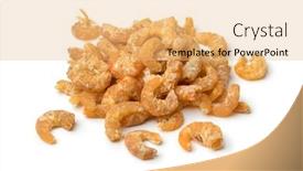 Presentation with shrimp - Colorful slide set enhanced with heap of dried shrimp isolated backdrop and a yellow colored foreground