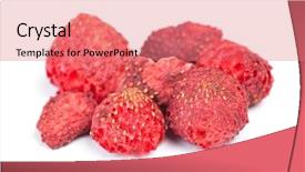  Presentation with strawberries - Slide deck with heap of dried strawberries isolated background and a coral colored foreground