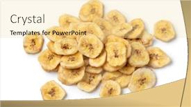  Presentation with dried banana chips - Colorful presentation design enhanced with heap-of-dried-sweet-banana backdrop and a blonde colored foreground