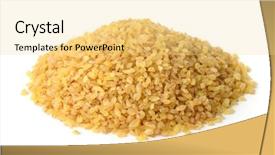  Presentation with 3d isolated t rex head - Beautiful presentation theme featuring heap of dry bulgur isolated backdrop and a blonde colored foreground