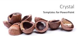  Presentation with nut - Slide set with heap-of-empty-macadamia-nut background and a white colored foreground