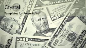  Presentation with us dollars - Theme with heap of fifty dollars background background and a mint green colored foreground
