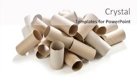  Presentation with toilet - PPT theme consisting of heap-of-finished-toilet-paper background and a white colored foreground