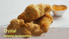  Presentation with sliced fresh papaya on wooden - Slide deck consisting of heap of fresh crunchy croissants background and a tawny brown colored foreground