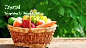  Presentation with fresh fruits vegetables - Cool new theme with fresh fruits and vegetables backdrop and a forest green colored foreground