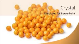  Presentation with fresh water splash green apple isolated white - Presentation theme consisting of heap-of-fresh-orange-goldenberries background and a yellow colored foreground