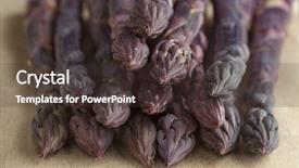  Presentation with purple floral sword - Slides having heap of fresh purple asparagus background and a tawny brown colored foreground
