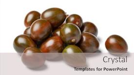  Presentation with white green - Slide deck with heap-of-fresh-ripe-sweet background and a soft green colored foreground