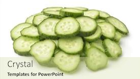  Presentation with cucumbers - Presentation theme consisting of heap-of-fresh-sliced-cucumbers background and a soft green colored foreground