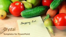  Presentation with frame of fruits and vegetables - Slides having shopping list on table close background and a cream colored foreground