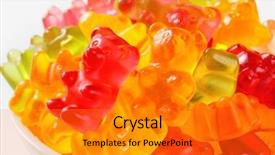 Presentation with gummy bear gummy bears - Audience pleasing PPT layouts consisting of animal selection - heap of fruity gummy bears backdrop and a gray colored foreground