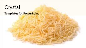  Presentation with white cheese - Presentation theme having heap of grated cheese isolated background and a blonde colored foreground