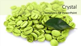  Presentation with green coffee beans - PPT theme with heap of green coffee beans background and a blonde colored foreground