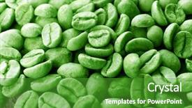  Presentation with green coffee beans - Colorful slide set enhanced with heap of green coffee close backdrop and a shamrock green colored foreground