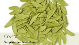  Presentation with olive green - Amazing PPT theme having heap-of-green-italian-spinach backdrop and a yellow colored foreground