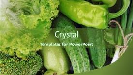  Presentation with green chemistry close up - PPT theme enhanced with heap of green vegetables close background and a tawny brown colored foreground