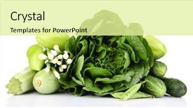  Presentation with vegetables - Slides having heap of green vegetables isolated background and a blonde colored foreground