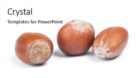  Presentation with hazelnuts - Slide deck with heap of hazelnuts raw nuts background and a white colored foreground