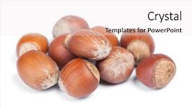  Presentation with edible nuts - Cool new PPT layouts with heap of hazelnuts raw nuts backdrop and a sky blue colored foreground