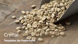  Presentation with green coffee beans - Cool new PPT theme with malabar green unroasted coffee bean backdrop and a coral colored foreground