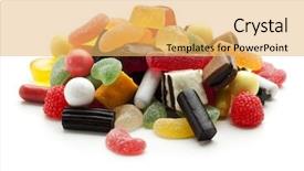  Presentation with jelly bean - PPT theme consisting of heap of jelly beans wine background and a yellow colored foreground