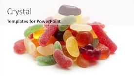  Presentation with jelly - Amazing PPT layouts having heap-of-jelly-beans backdrop and a white colored foreground