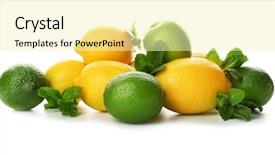  Presentation with lime green and white flower - PPT layouts featuring heap of lemons and limes background and a blonde colored foreground