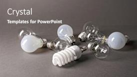  Presentation with light bulbs - Colorful PPT theme enhanced with heap of light bulbs on grey background backdrop and a gray colored foreground