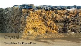  Presentation with tires - PPT layouts having heap-of-manure-covered background and a coral colored foreground