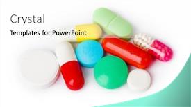 Presentation with medical pills - Amazing PPT theme having heap-of-medical-pills-isolated backdrop and a white colored foreground