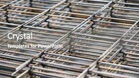  Presentation with steel - Colorful presentation theme enhanced with heap of metal steel reinforcing rods lattice background backdrop and a gray colored foreground