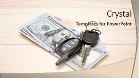  Presentation with pen - Colorful slide set enhanced with heap of money and pen backdrop and a cream colored foreground
