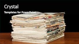  Presentation with newspaper - Amazing slide deck having news papers pile - heap of newspaper backdrop and a black colored foreground
