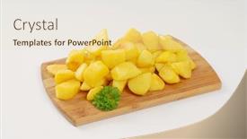  Presentation with cutting board - Audience pleasing PPT theme consisting of heap-of-pan-fried-potatoes backdrop and a lemonade colored foreground