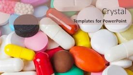  Presentation with abstract medical - Colorful theme enhanced with heap of pills - abstract medical backdrop and a coral colored foreground