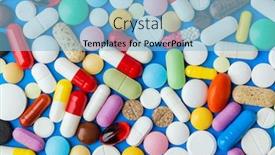  Presentation with medical pills - Presentation theme having heap-of-pills-blue-medical background and a light blue colored foreground