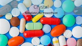  Presentation with medical pills - Slide set consisting of heap-of-pills-blue-medical background and a light blue colored foreground