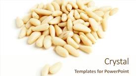  Presentation with pine - Slide deck having heap of pine nuts on white background background and a cream colored foreground