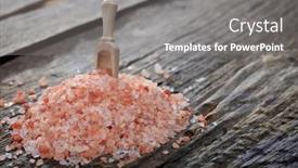  Presentation with pink himalayan salt himalayan salt - Amazing PPT layouts having heap of pink himalayan salt on wooden surface backdrop and a gray colored foreground