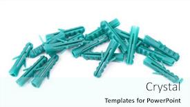  Presentation with plastic - Presentation featuring heap-of-plastic-dowels-isolated background and a cool aqua colored foreground