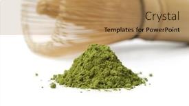  Presentation with matcha green tea - Audience pleasing slides consisting of heap-of-powdered-green-matcha backdrop and a coral colored foreground