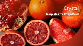  Presentation with pomegranate - PPT theme enhanced with heap-of-red-citrus-fruits background and a crimson colored foreground