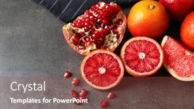  Presentation with pomegranate - Audience pleasing slide set consisting of heap-of-red-citrus-fruits backdrop and a tawny brown colored foreground